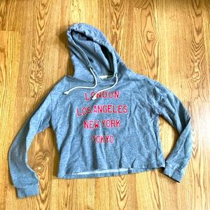 Forever 21 crop hoodie grey size L